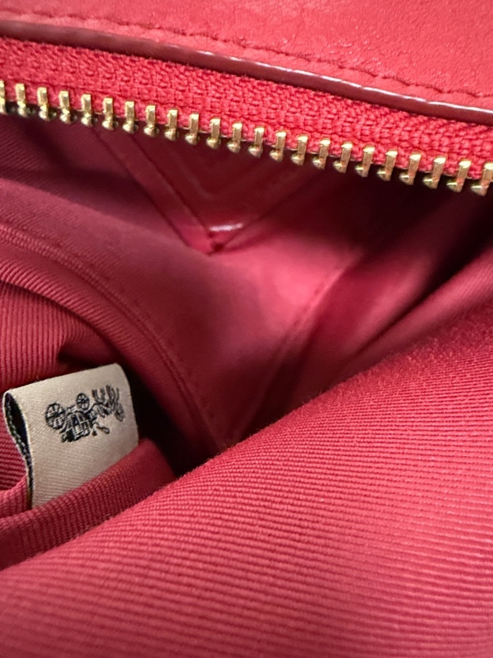 Coach Red Pebbled Leather Crossbody Shoulder Bag Gold Hardware Zip Top - Picture 11 of 11